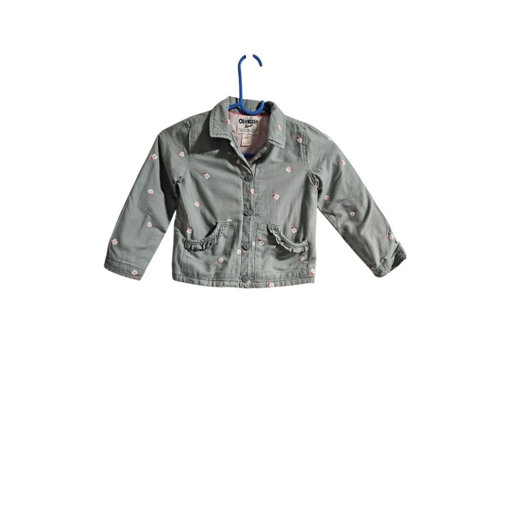 Oshkosh B’Gosh Toddler Girls 5T  Green Floral Quilted Jacket
